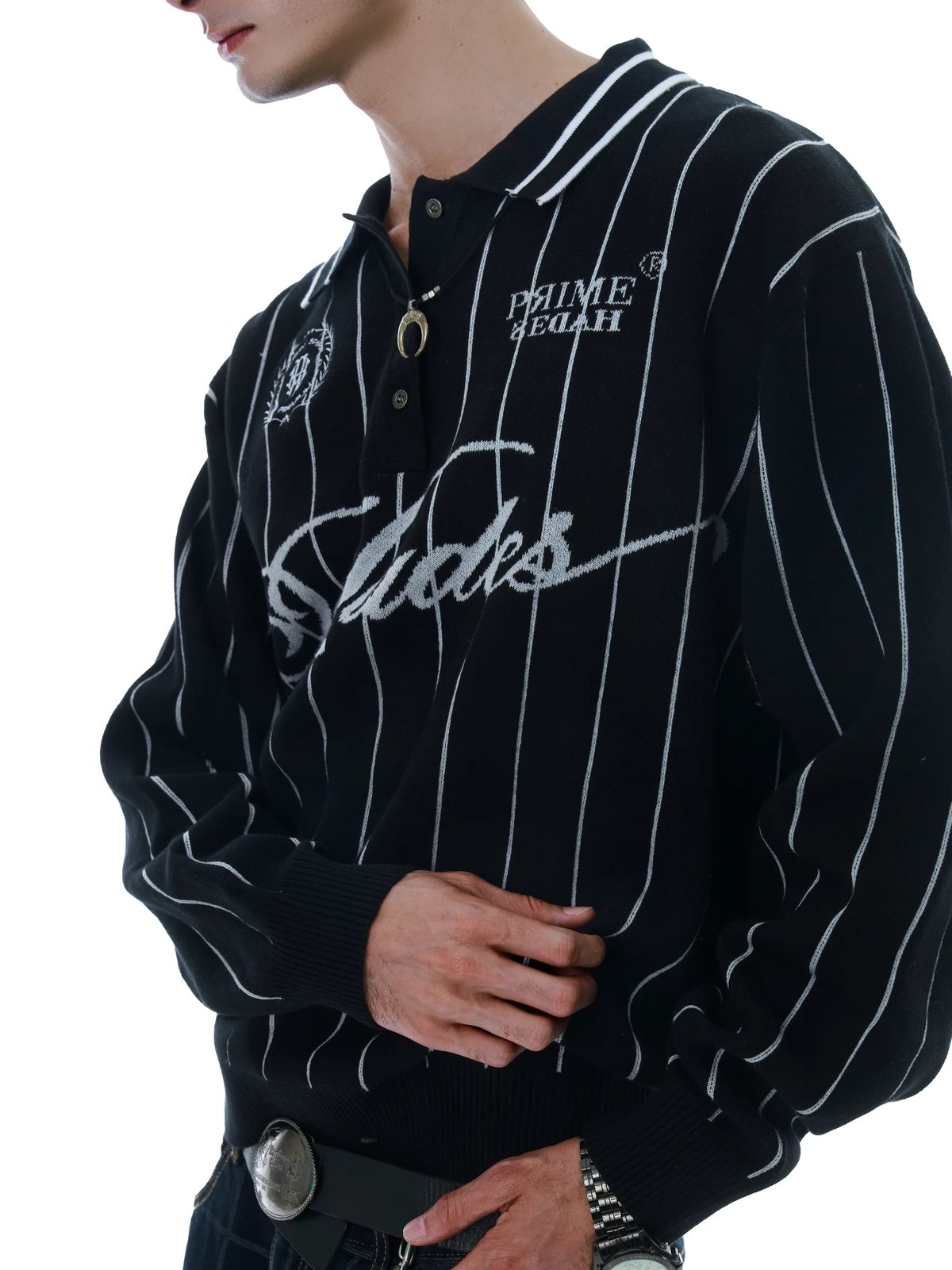 HADES Classic Polo Knit Sweater - Black