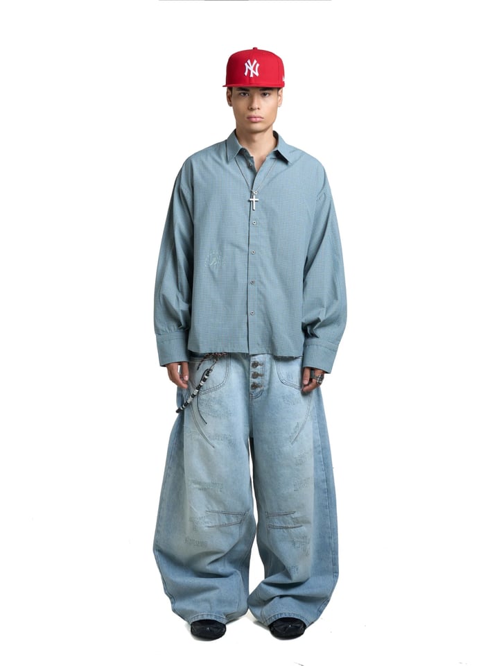 HADES Threadline Striped Long Sleeve Shirt - Blue