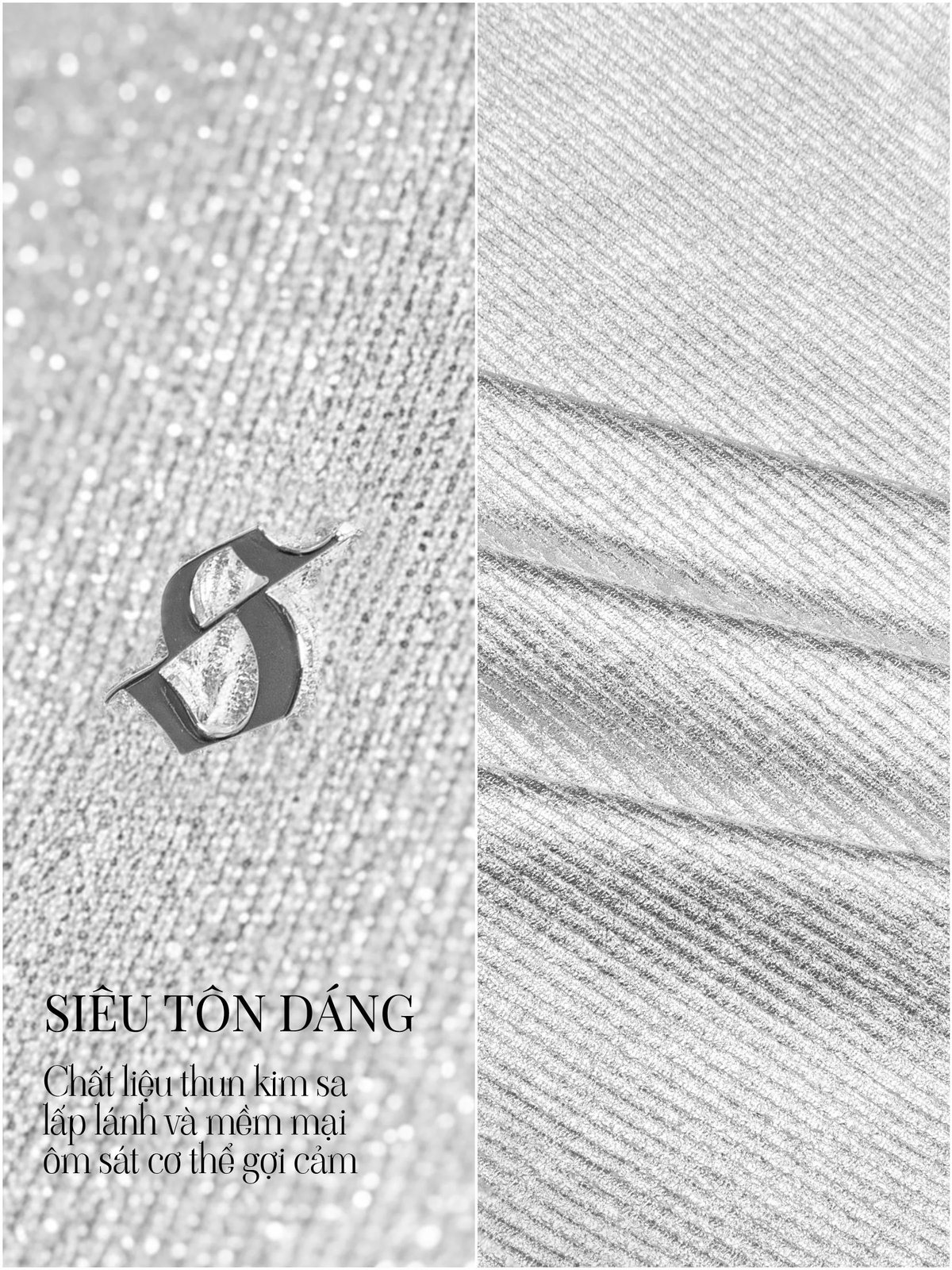 SISTERS Fencii Sequin Deep Cut Tank Top - Silver