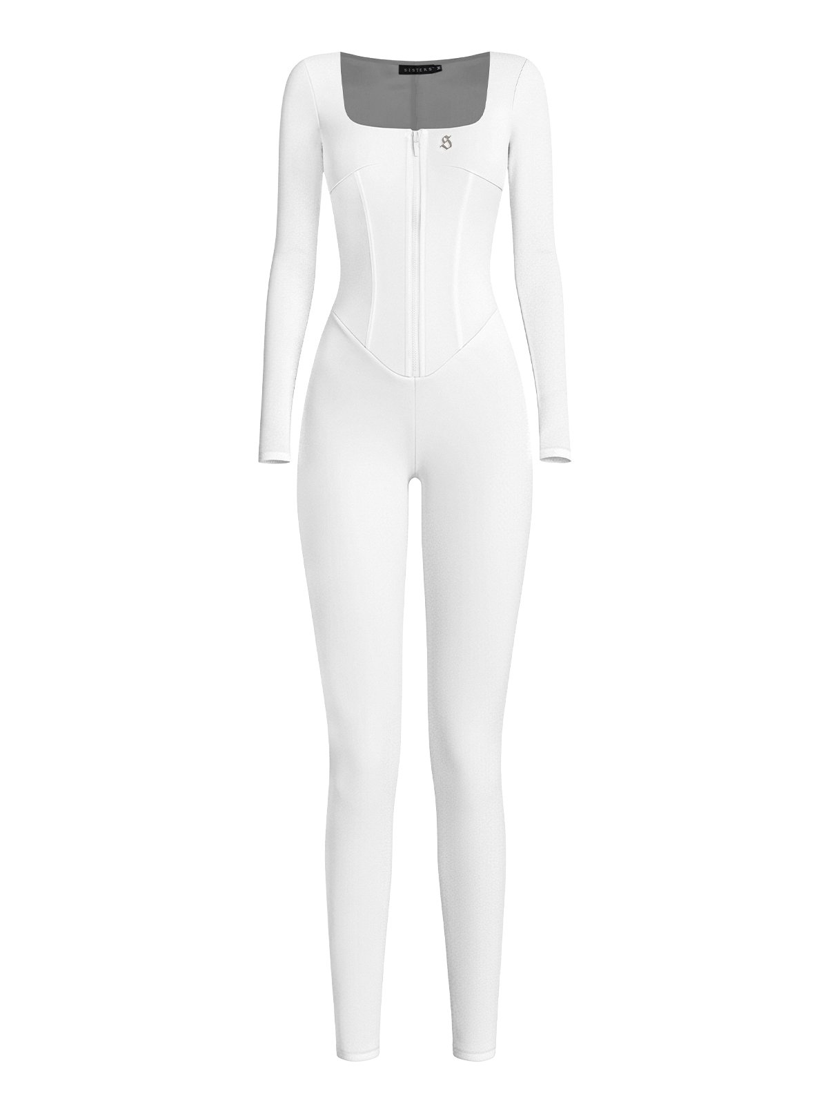 SISTERS Glacier Square Neck Long Sleeve Jumpsuit - White