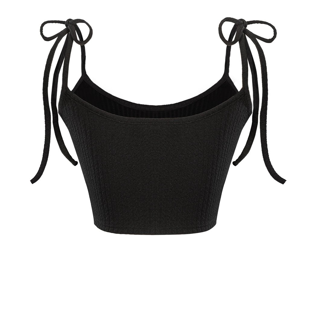 SISTERS Lena Bow-Tie Spaghetti Strap Knit Crop Top