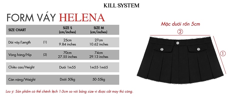 HELENA KILLSYSTEM Pleated Skirt with Faux Pockets and Safety Shorts