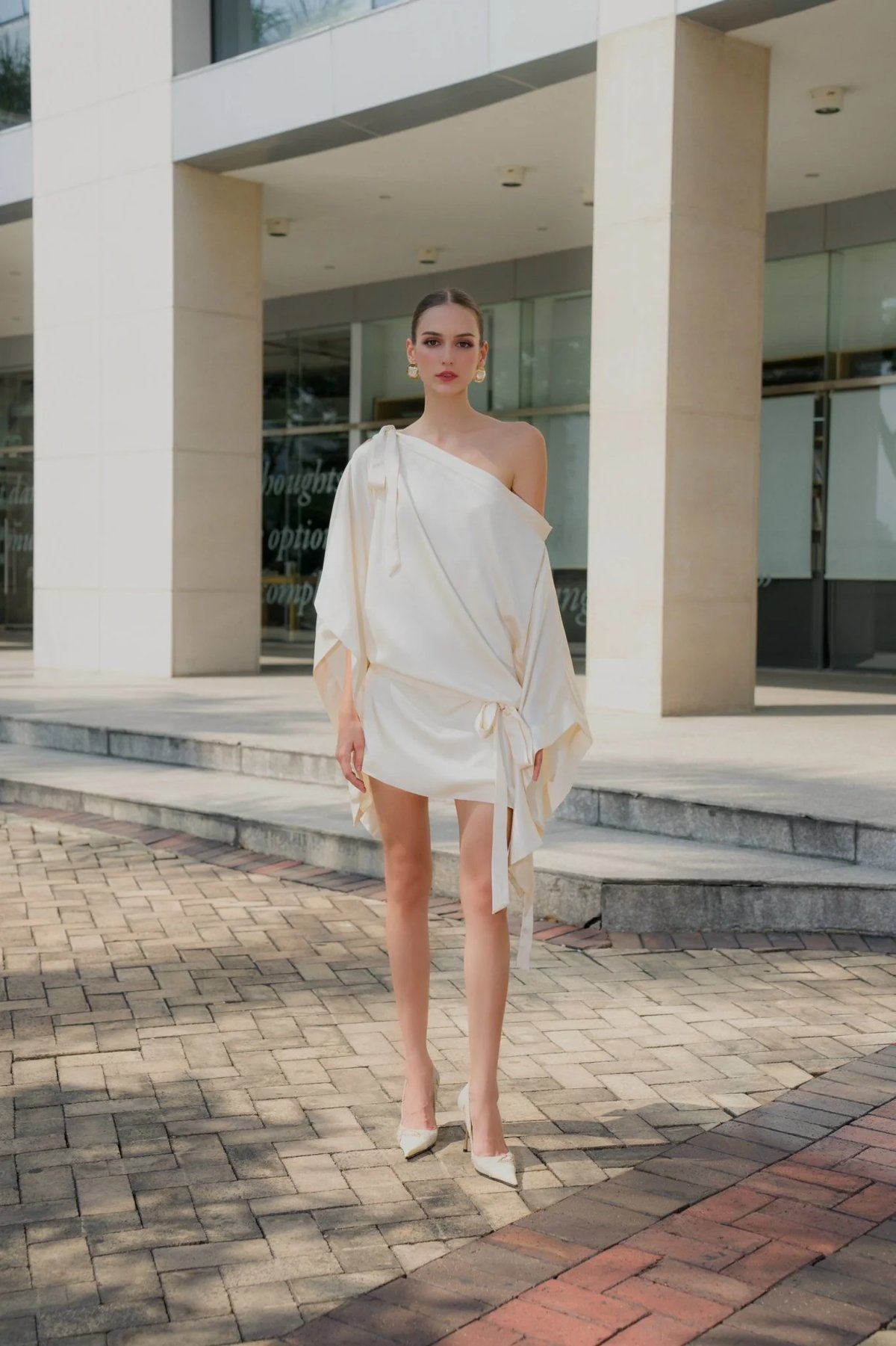 KISSERINE SABRINA MINI One-Shoulder Satin Mini Dress