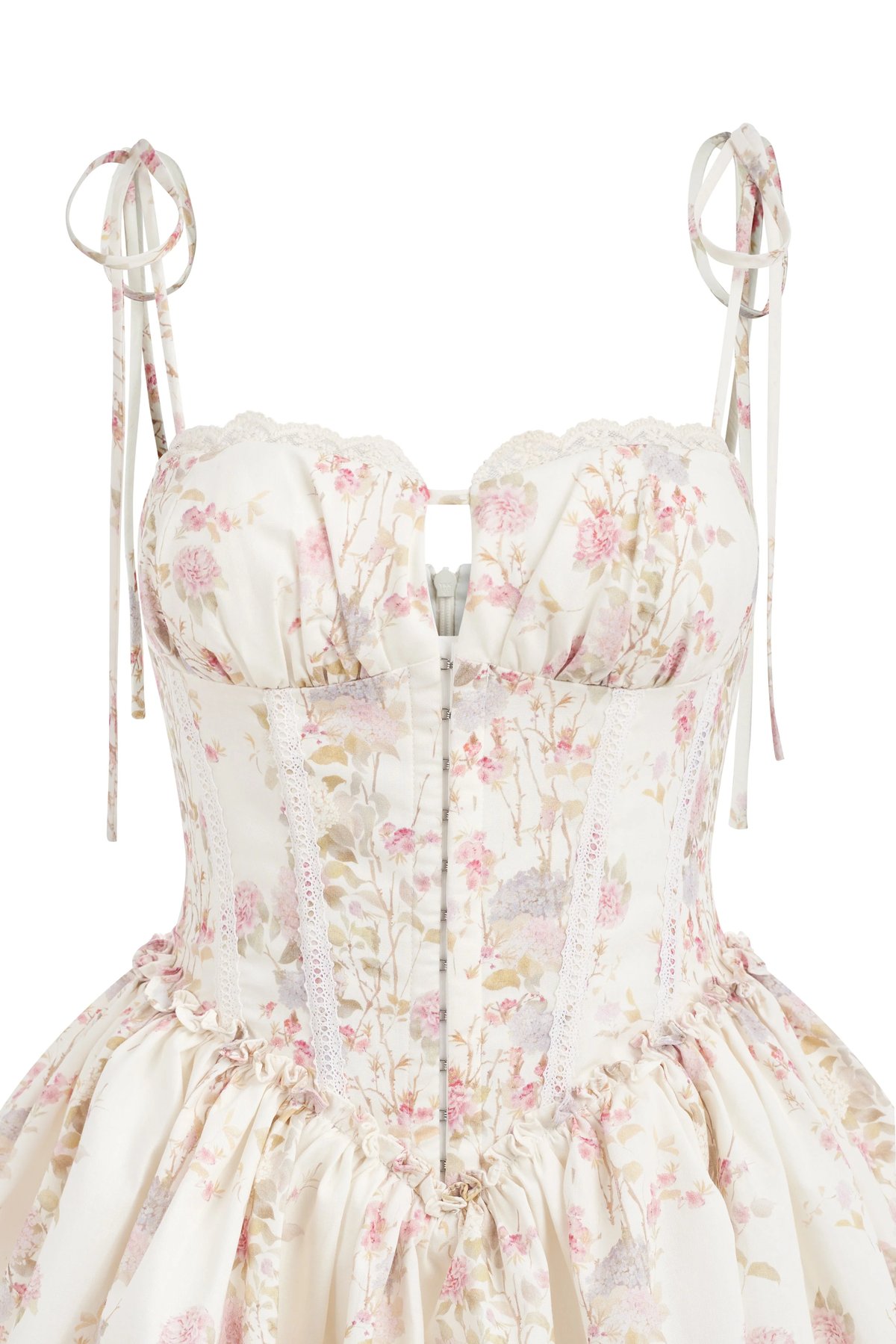 JUBIN SASHA Floral Corset Mini Dress
