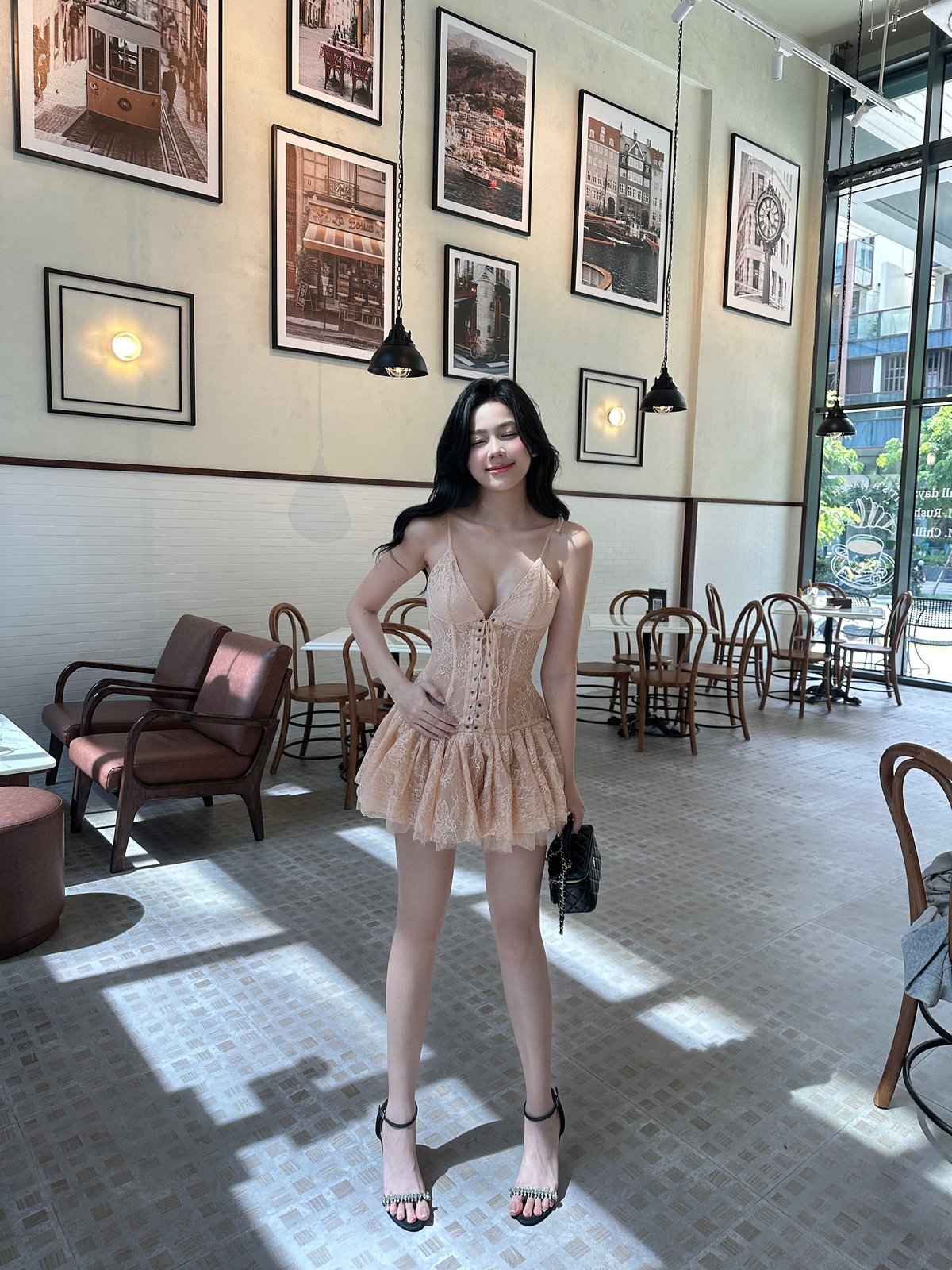 Maikaa Studio Aria Lace Ruffle Mini Dress