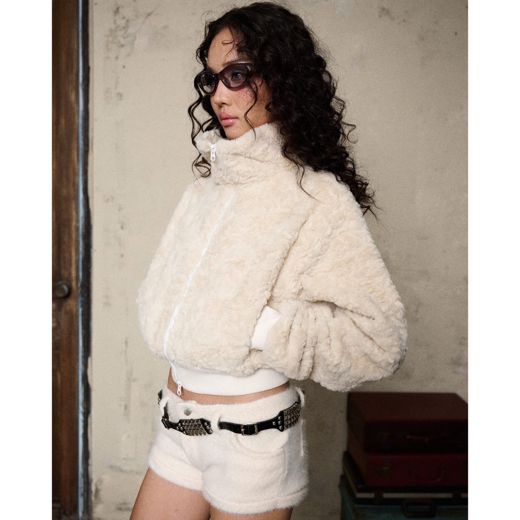TWENTI Soft Faux Fleece Cropped Jacket