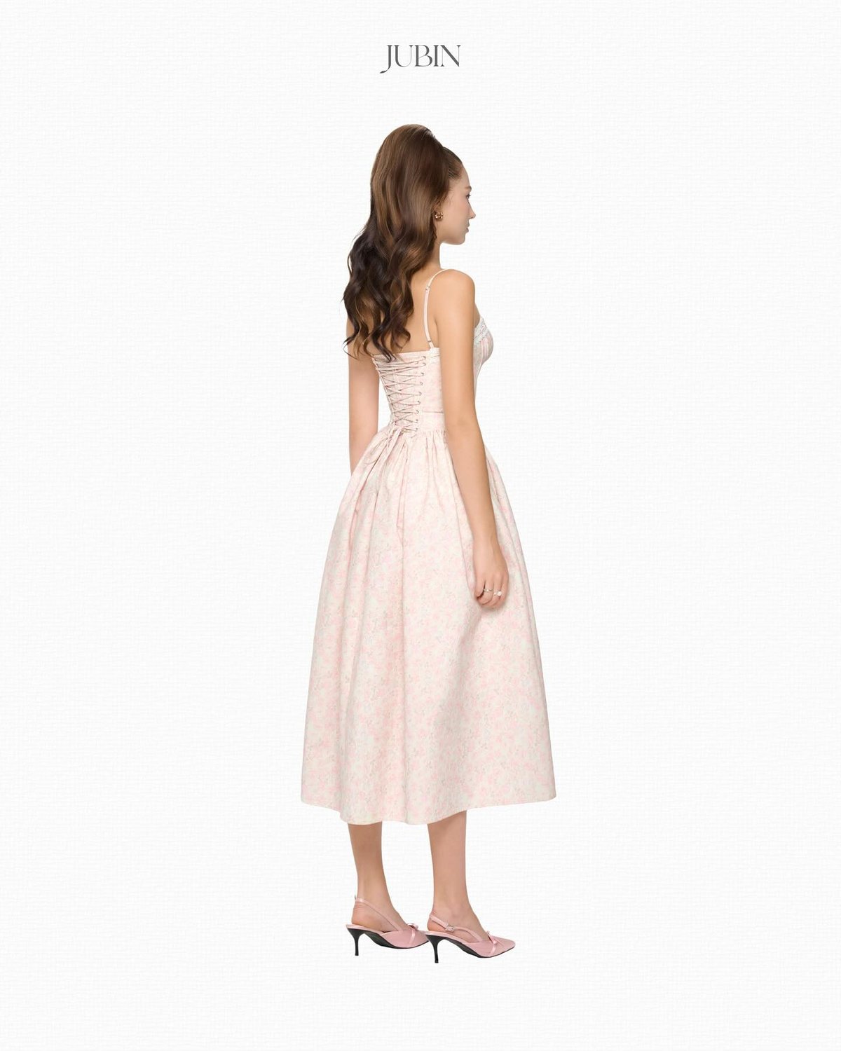 JUBIN MAYA DRESS Corset Style A-Line Floral Midi Dress