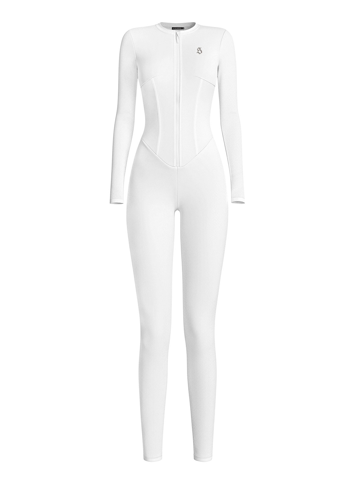 SISTERS Flurry High Neck Long Sleeve Zip-Up Jumpsuit - White