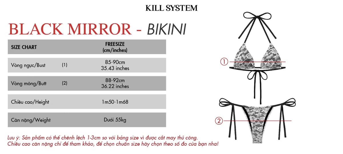 KILL SYSTEM BLACK MIRROR 性感蕾絲圖案兩件式比堅尼泳衣