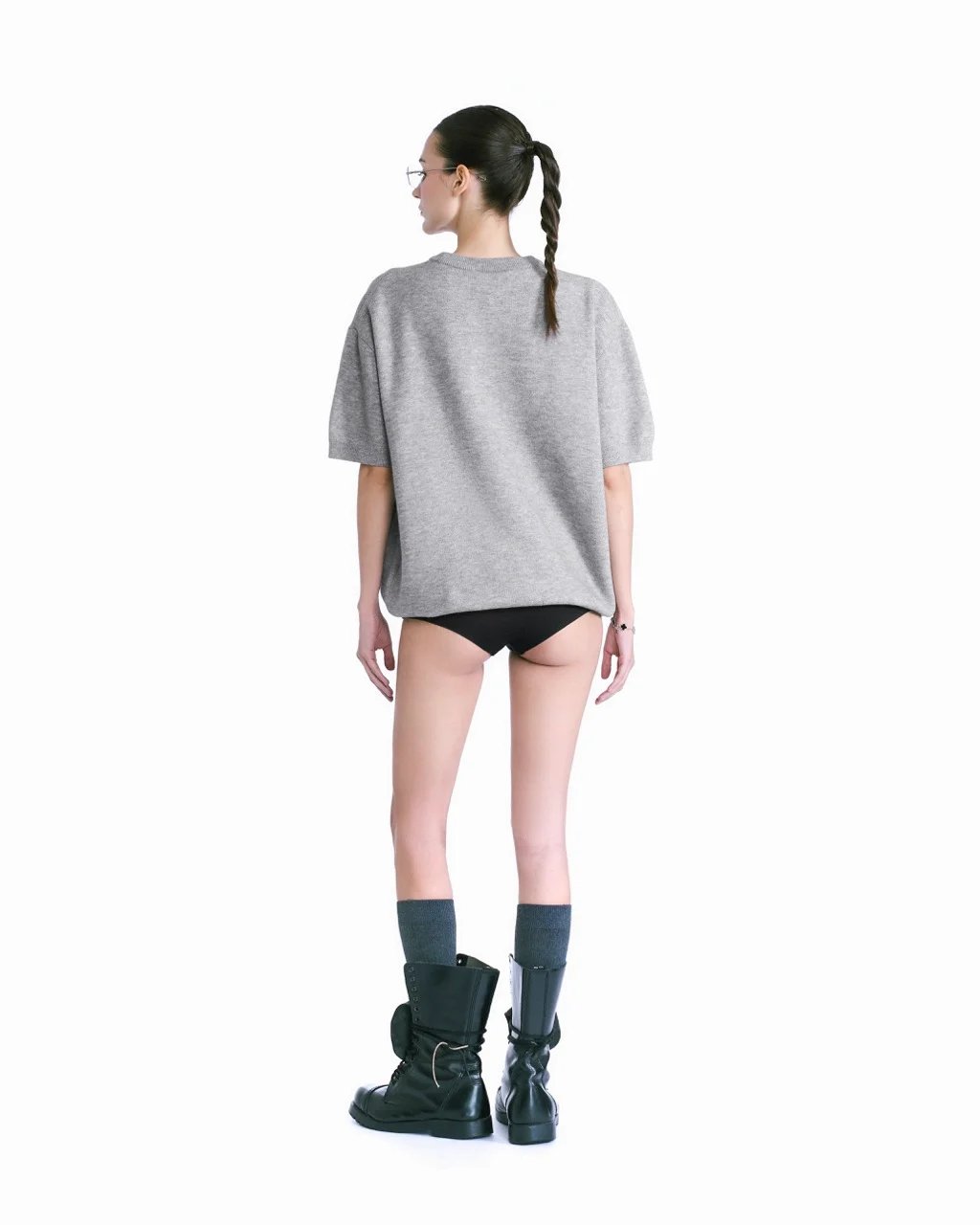 HADES Stamped Knitted Tee - Grey