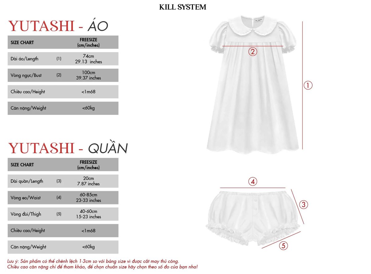 KILL SYSTEM YUTASHI Babydoll 上衣與短褲套裝 - 白色