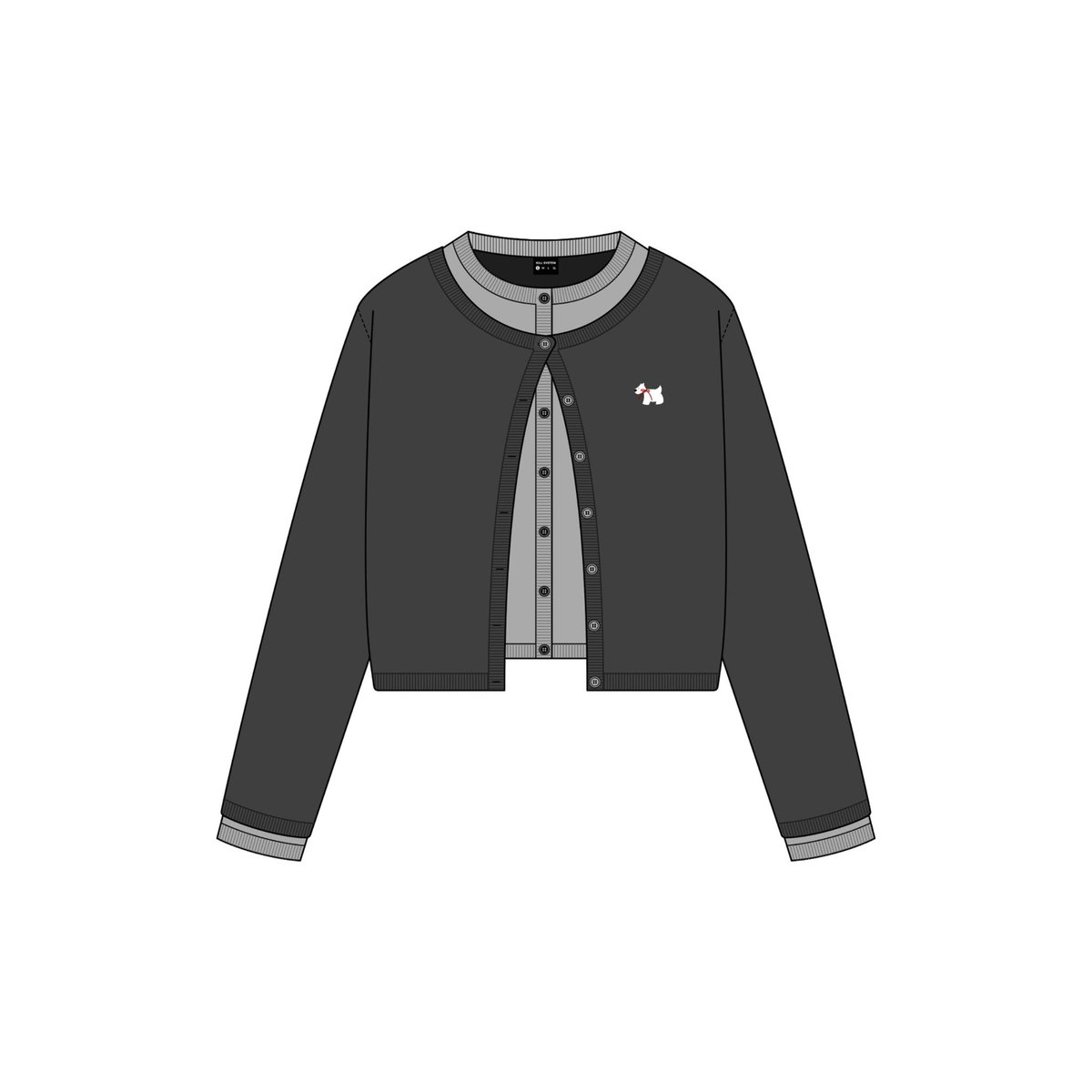 KILL SYSTEM Westie Embroidered Ribbed Knit Cardigan