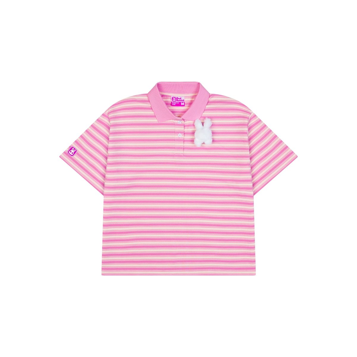 BAD RABBIT Sweetie Rabbit Striped Boxy Polo Tee