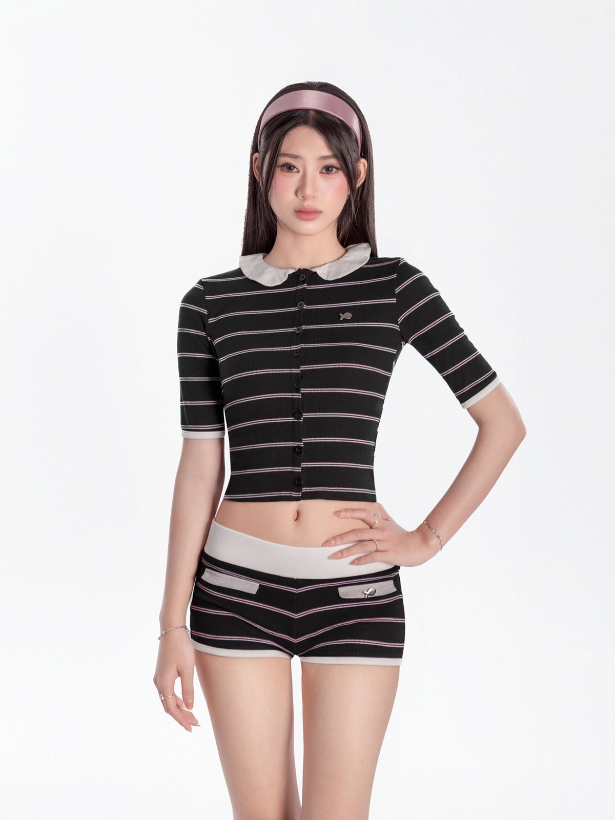 DKMV Lois Set 粉色條紋 Y2K 風套裝