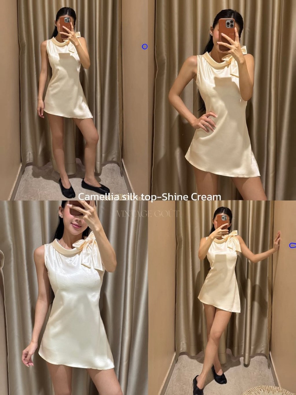VINTAGE GOUT CAMELIA SILK DRESS