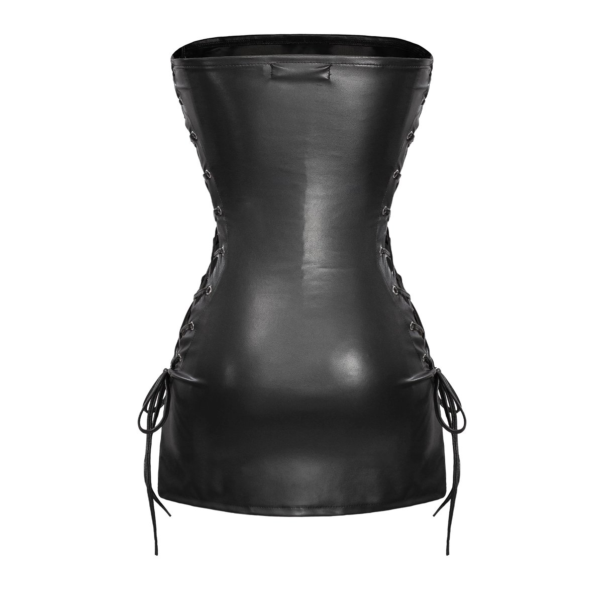 SISTERS Rishima Faux Leather Lace-up Side Bodycon Mini Dress - Black