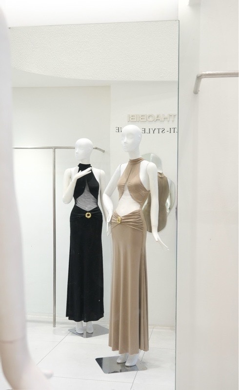 THAOBIBI Mesh Cut-out Maxi Dress
