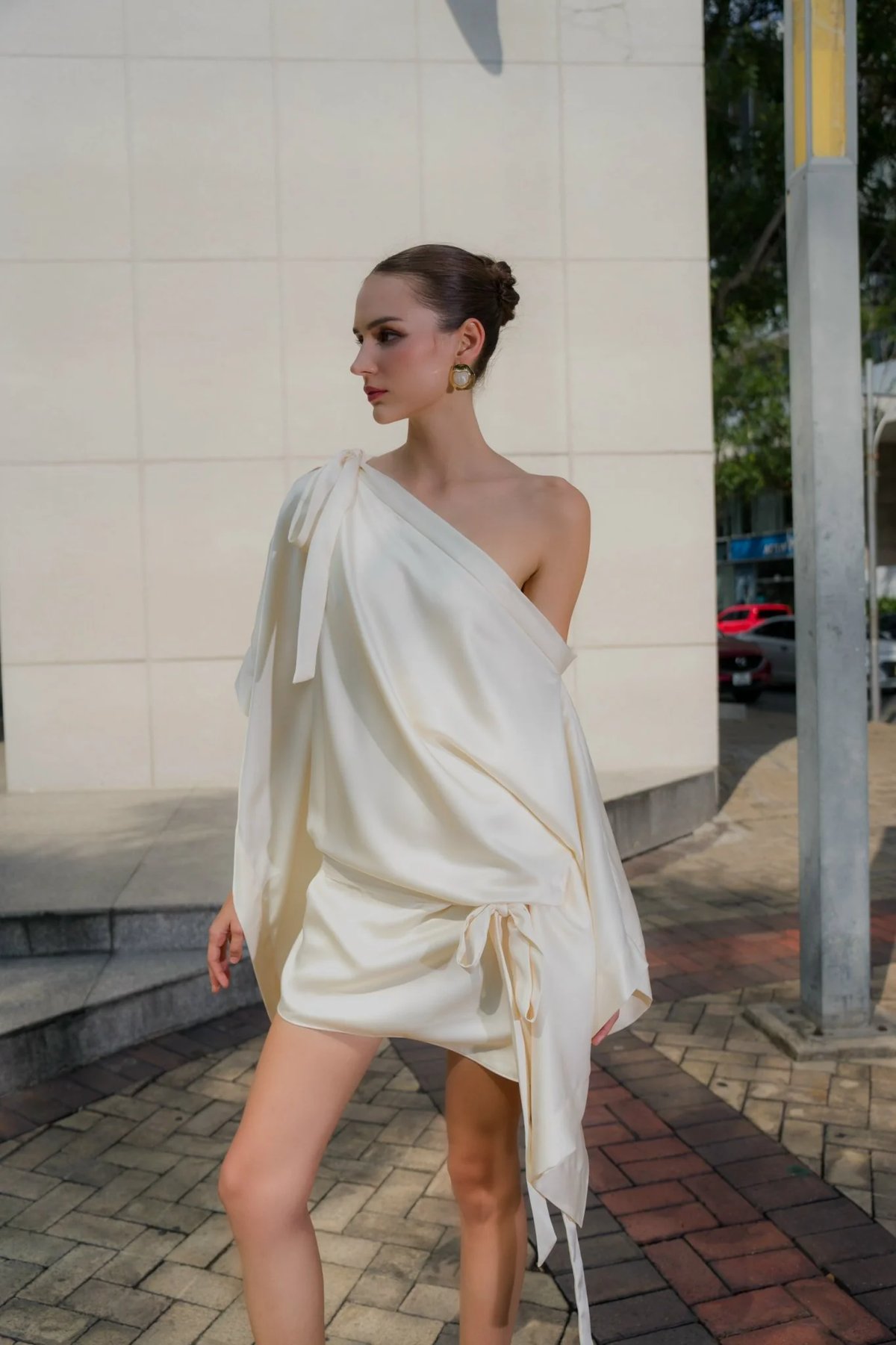 KISSERINE SABRINA MINI One-Shoulder Satin Mini Dress
