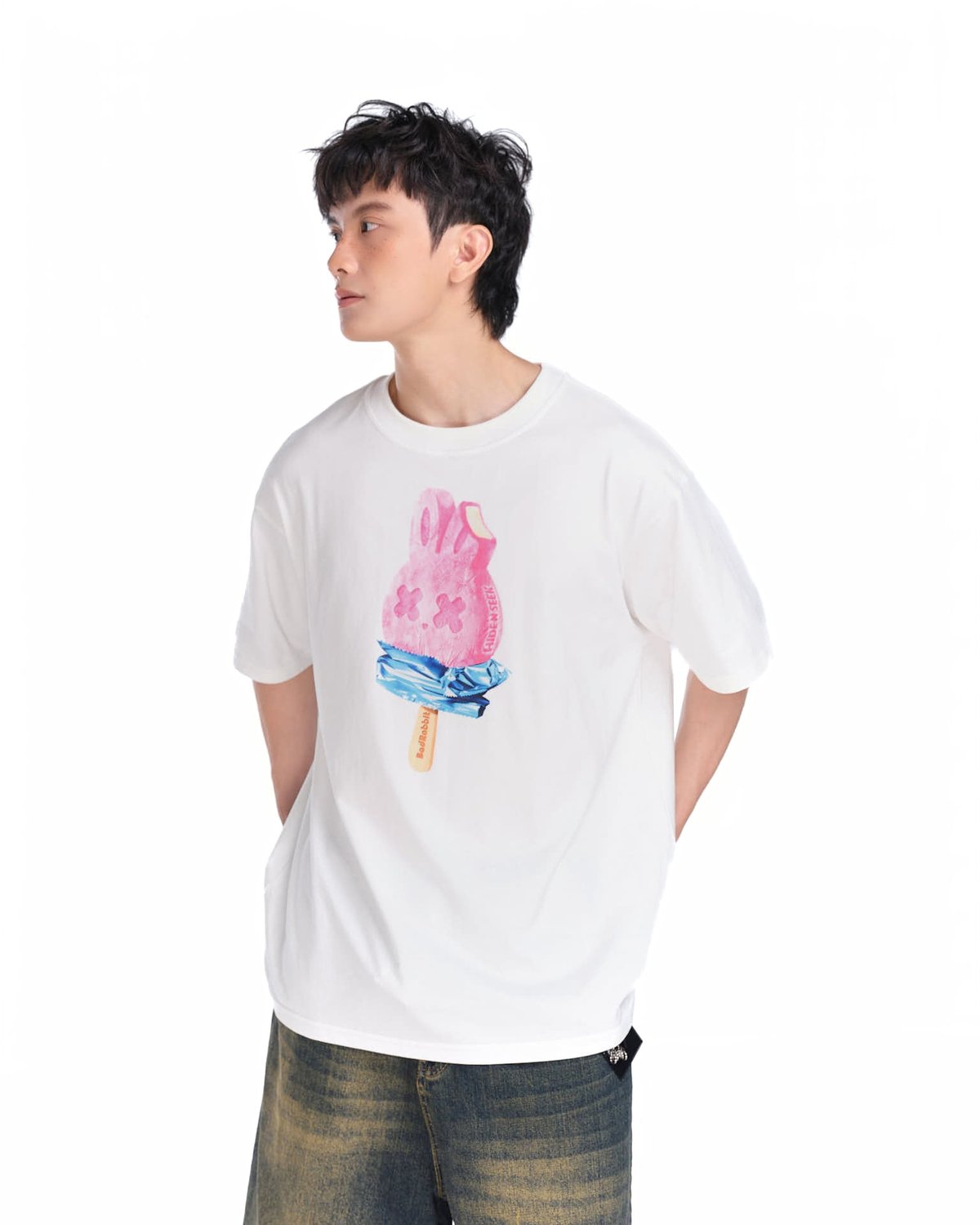 BAD RABBIT Gelato Rabbit Regular Tee 冰淇淋兔子絲印圓領短袖T恤