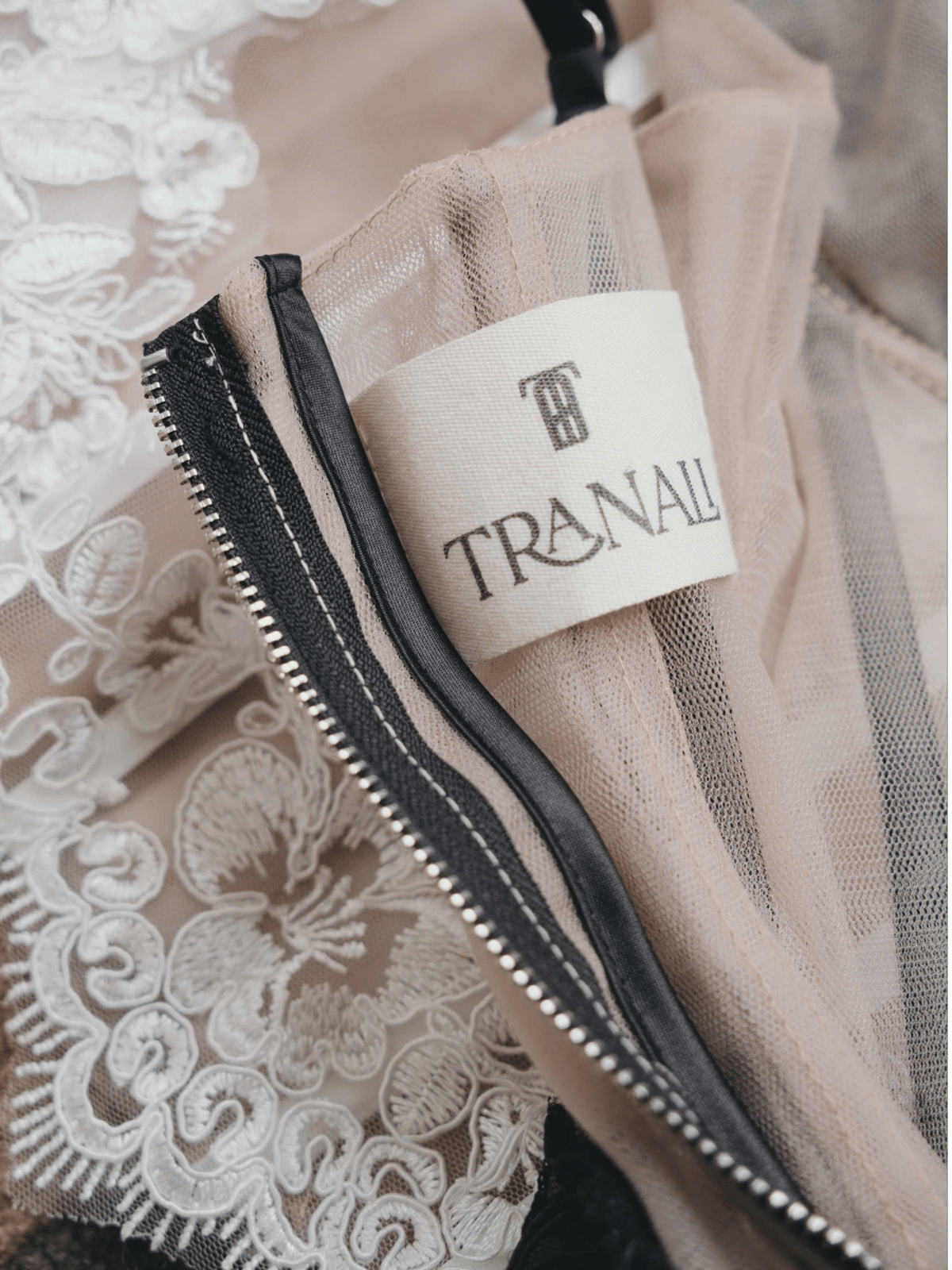 Tran Ali Lace Trim Mesh Camisole Top