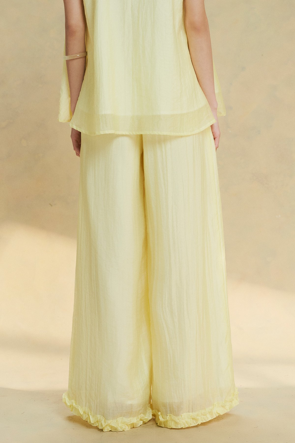 DOTTIE Ruffle Trim Wide Leg Pants Q0416