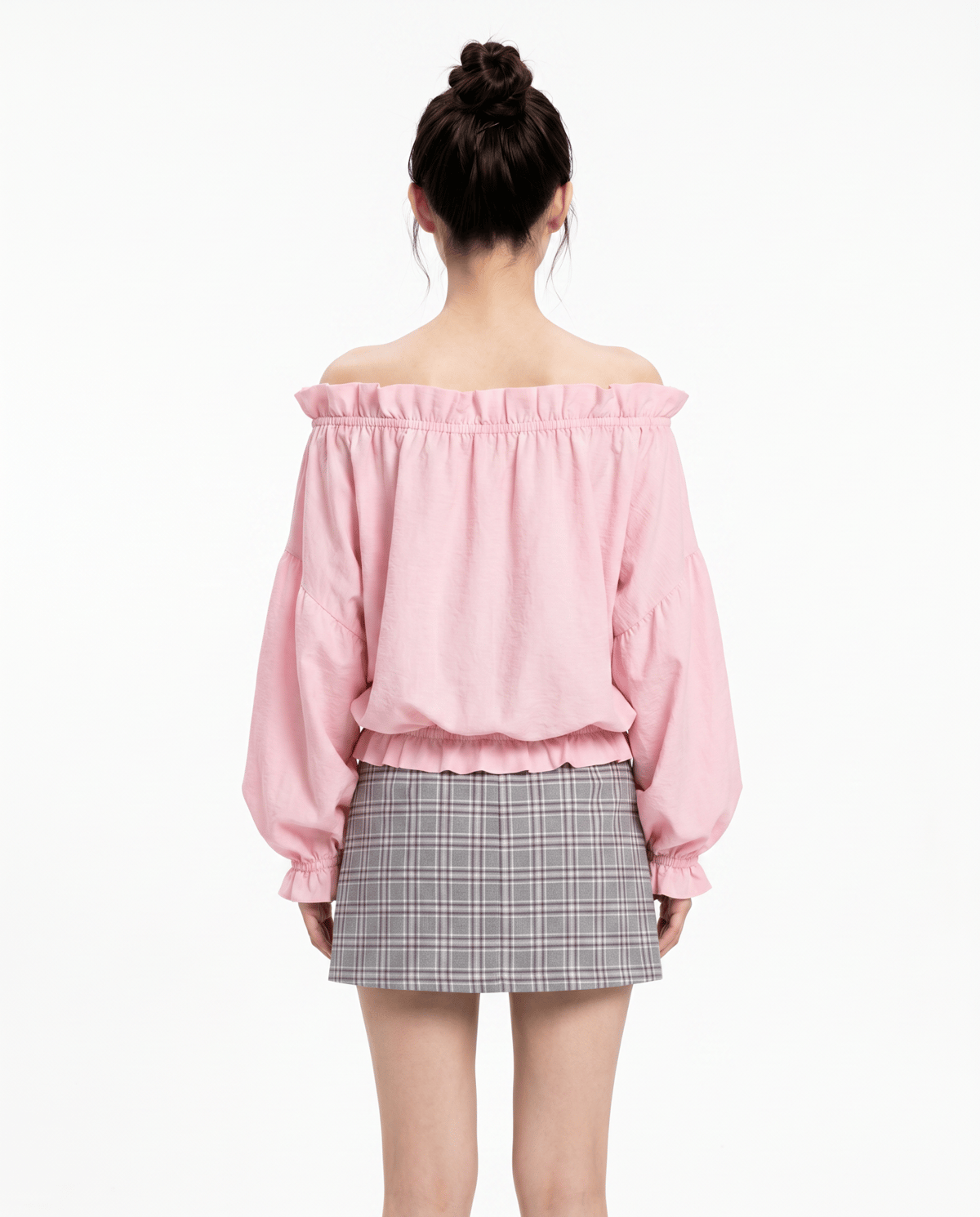 DOTTIE A-Line Checkered Mini Skirt - Grey - S0243