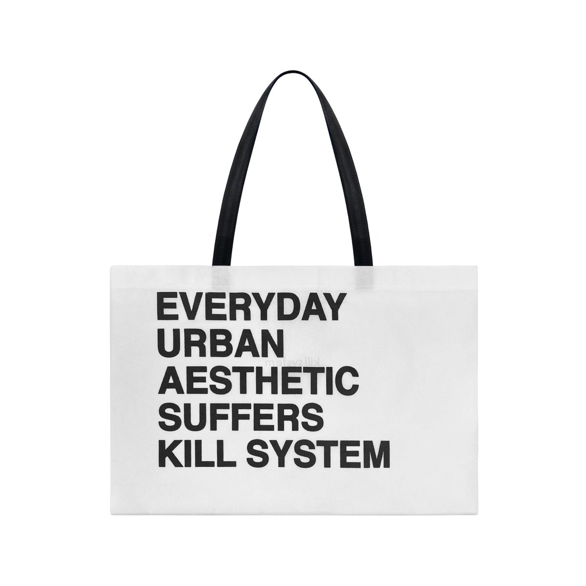 KILL SYSTEM Non-Woven Tote Bag White Print with Black Straps