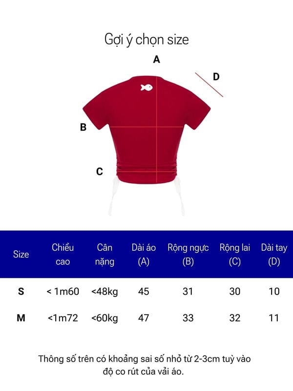 DKMV XINH Cá Baby Tee Graphic Print Cropped T-Shirt with Drawstring