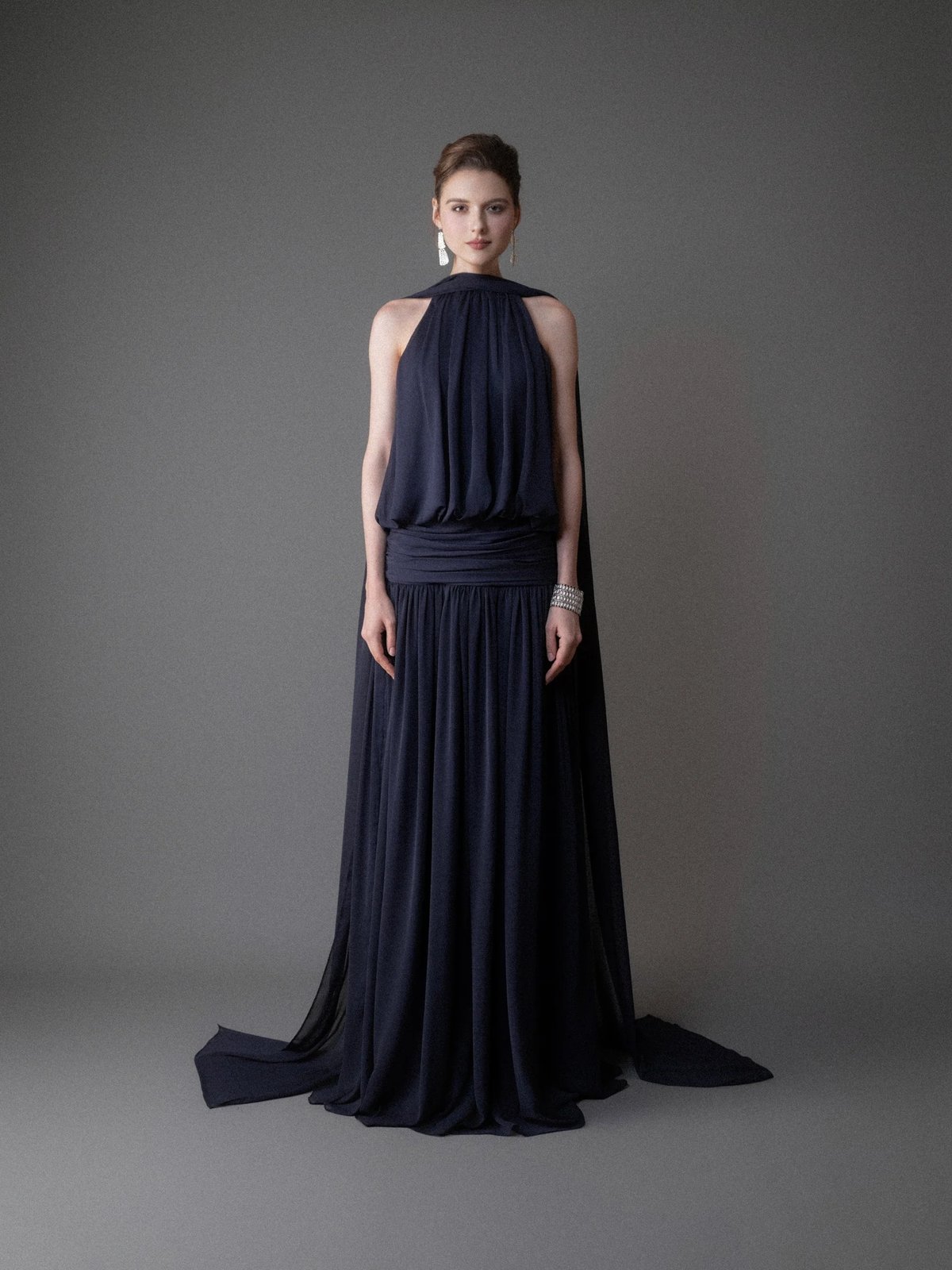 KISSERINE ELVA GOWN Chiffon Halter Maxi Dress