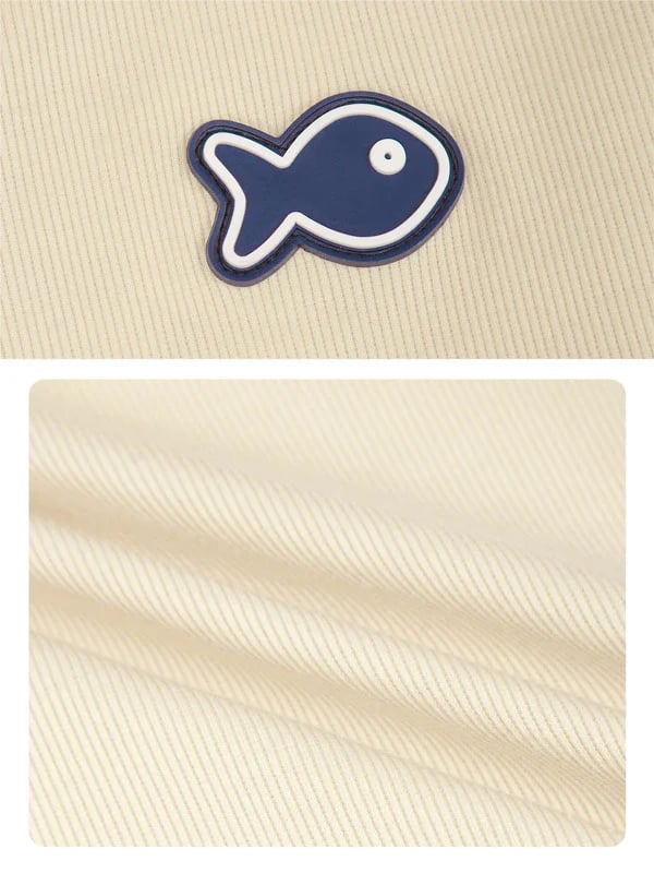 DKMV Cropped Ribbed Cardigan with Fish Embroidery