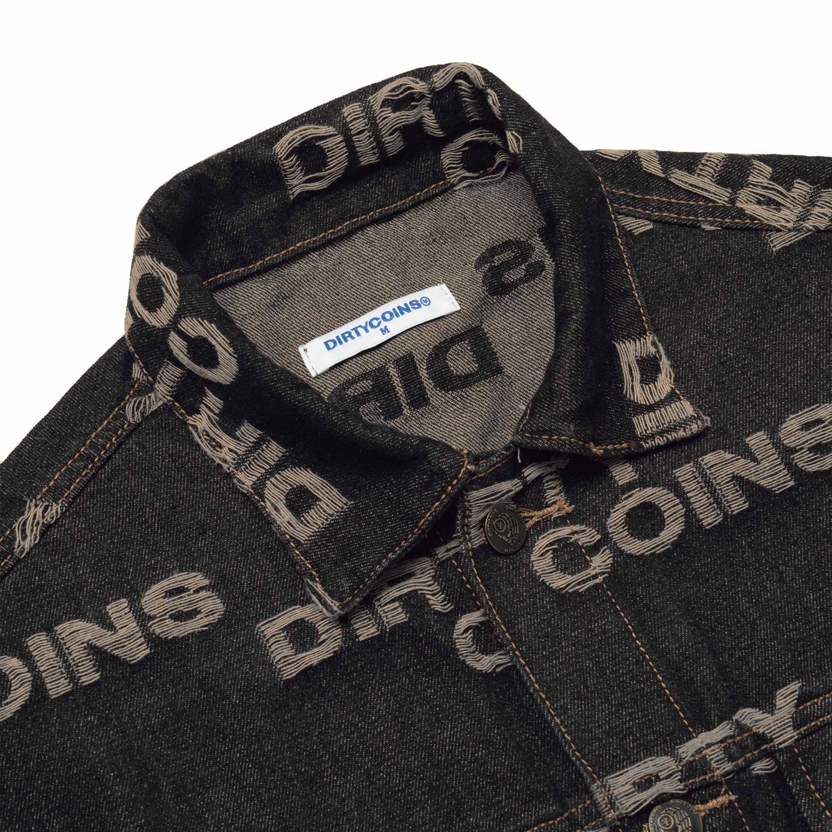 DIRTYCOINS Frayed Logo Denim Jacket