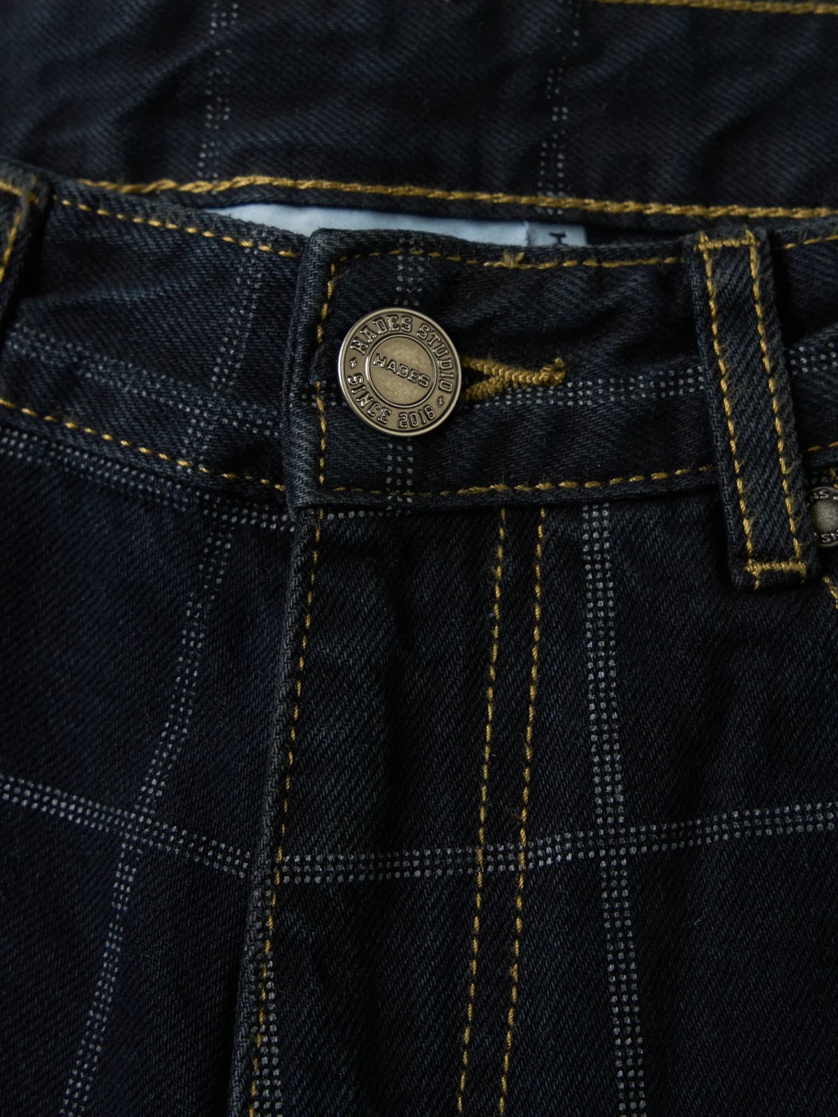 HADES Webby Canvas Checkered Denim Shorts - Blue Navy