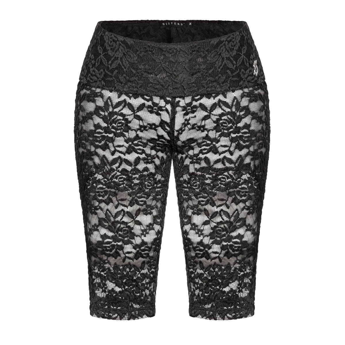 SISTERS Karine Lace Flip-Waist Sheer Mid-Length Shorts