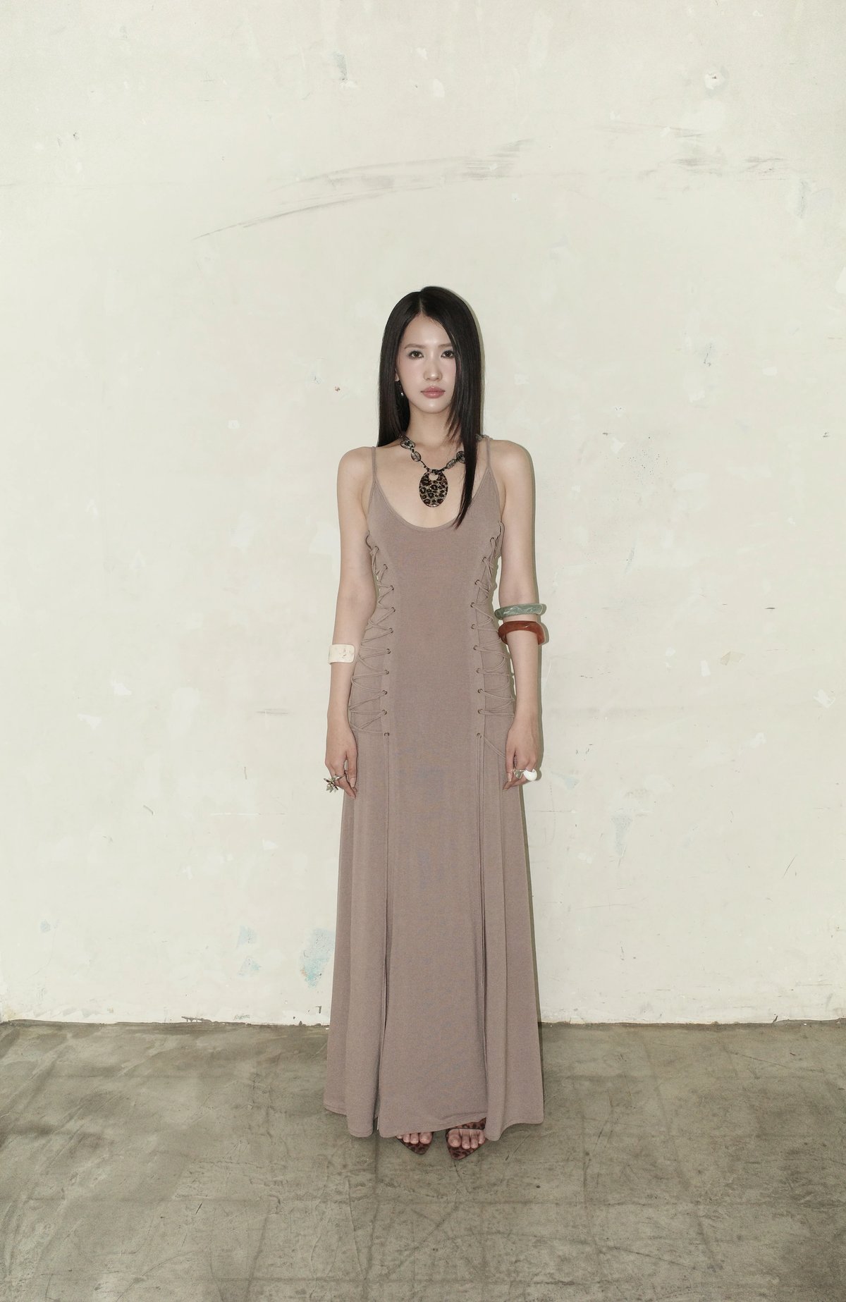 SABLE Lace-Up Side Bodycon Maxi Dress