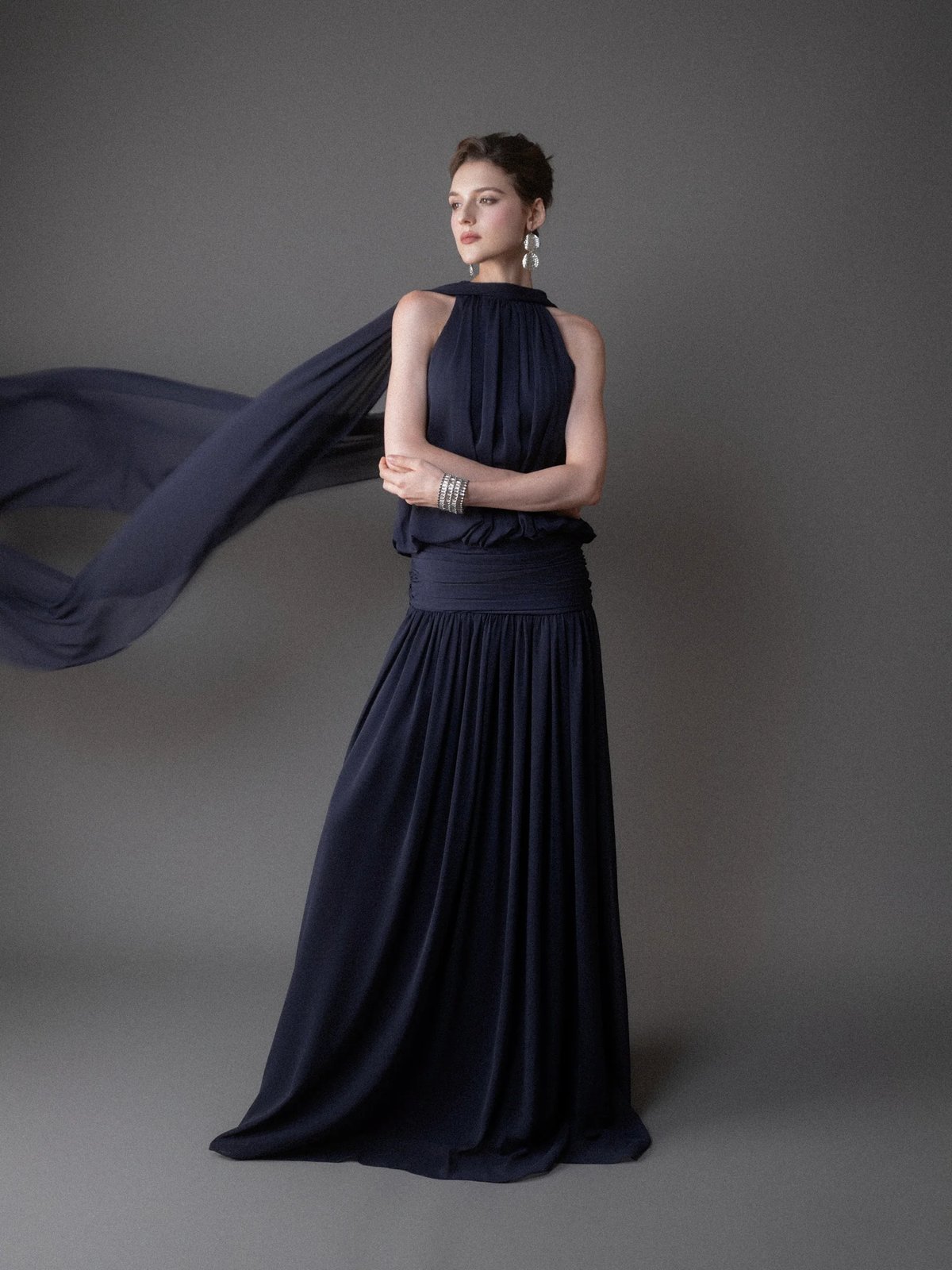 KISSERINE ELVA GOWN Chiffon Halter Maxi Dress
