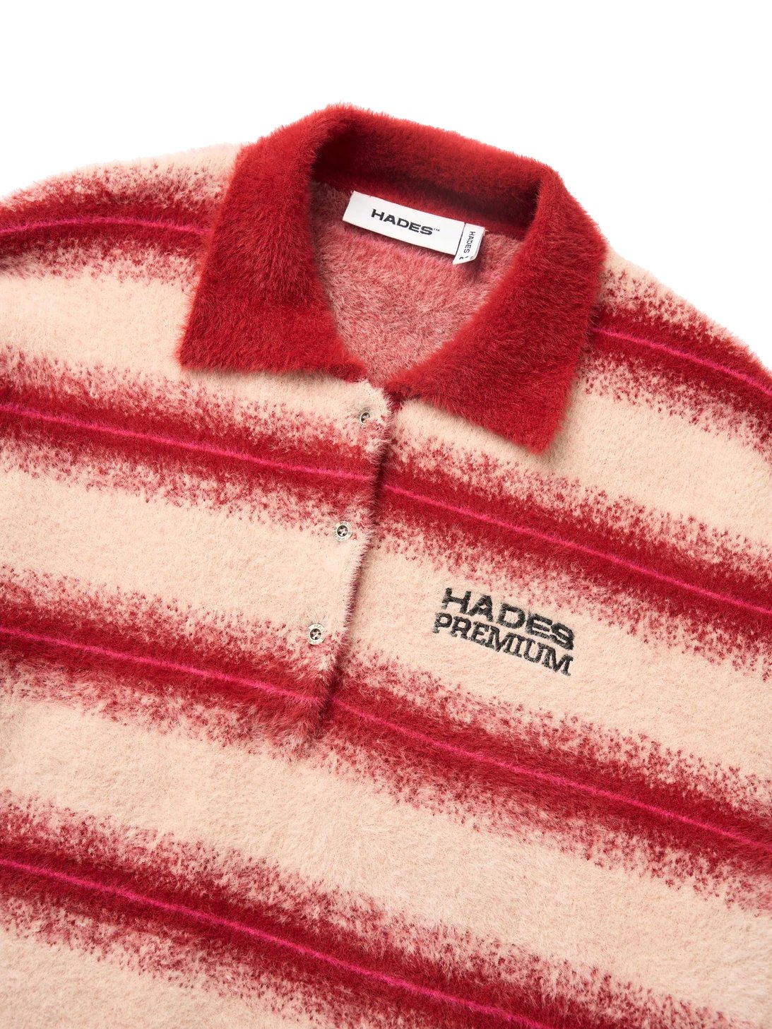 HADES Cozy Striped Polo 毛衣 - 紅色