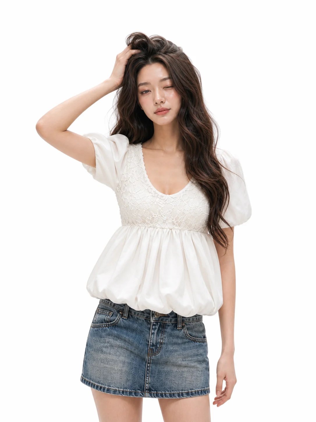 Sugar Crush Daicy Babydoll 蕾絲泡泡袖上衣