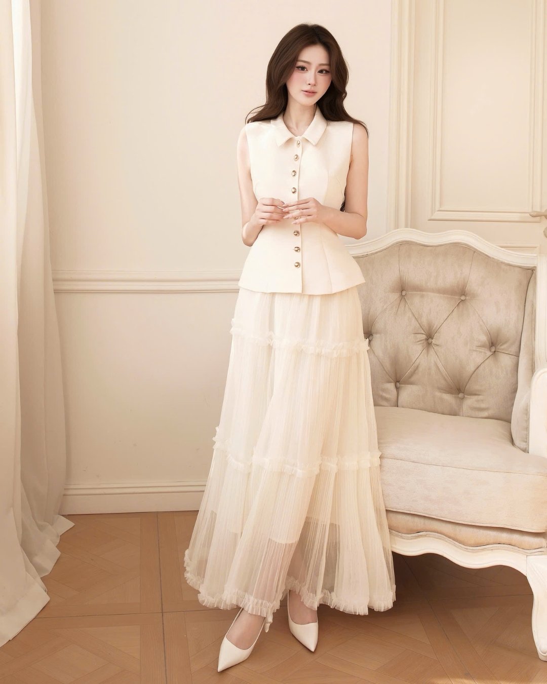 HIU Design Dina Top 經典款立領無袖 Peplum 上衣