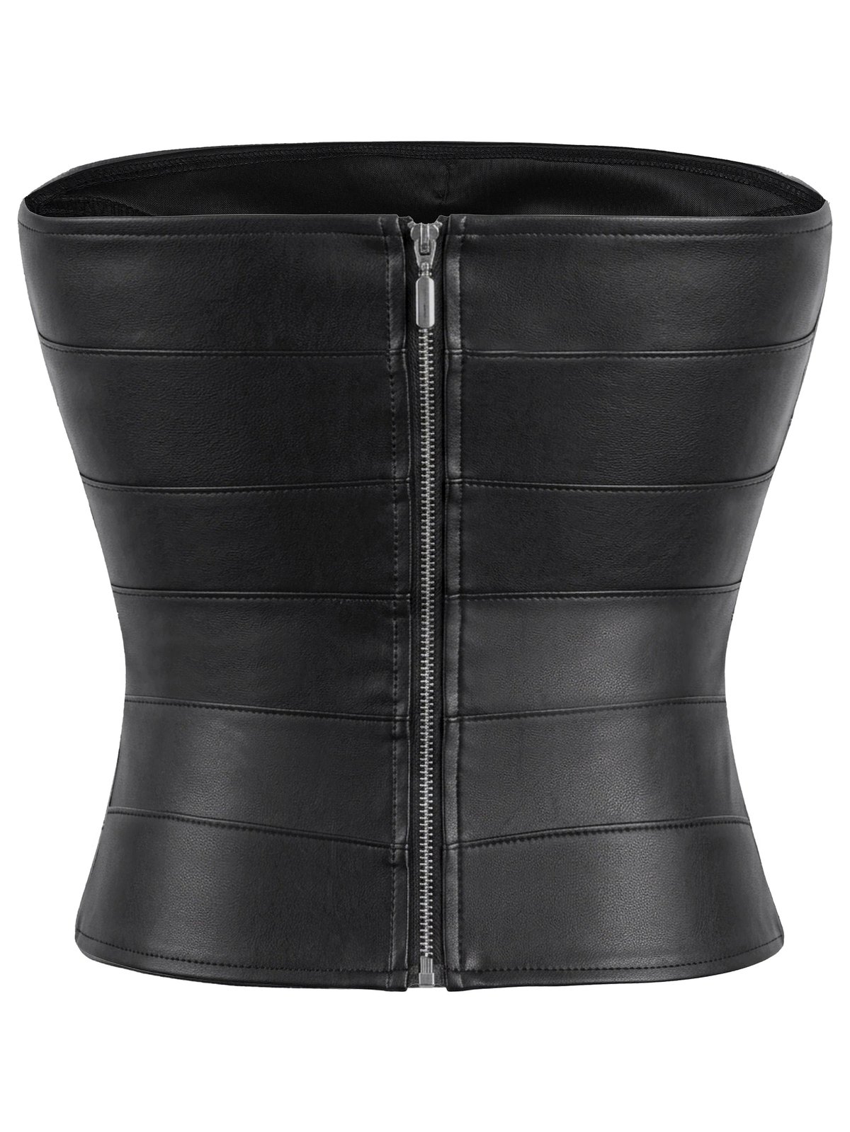 SISTERS Goldie Strapless Leather Croptop - Black