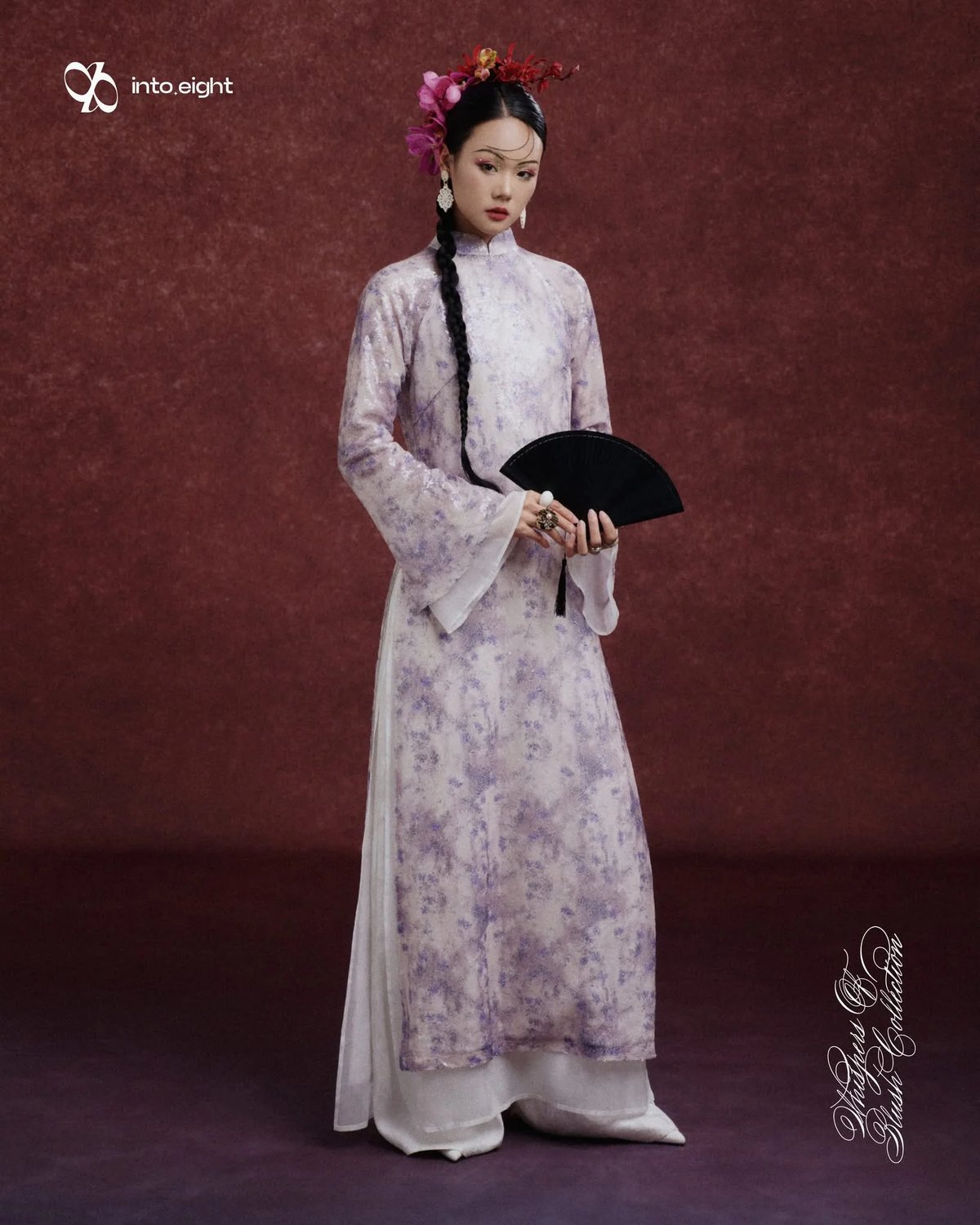 into.eight Áo Dài Nhã Sequin and Organza Long Dress