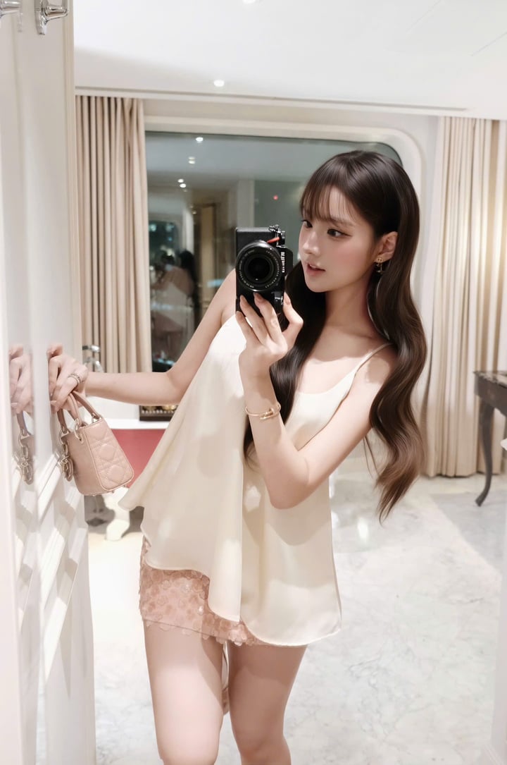 CHOU CHOU Silk Camisole and Sequin Skirt Set
