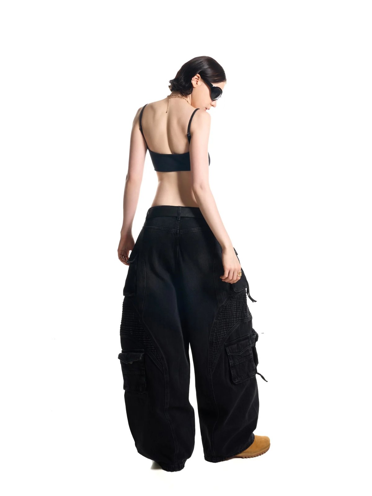 HADES Wash Baggy Denim Trousers - Black