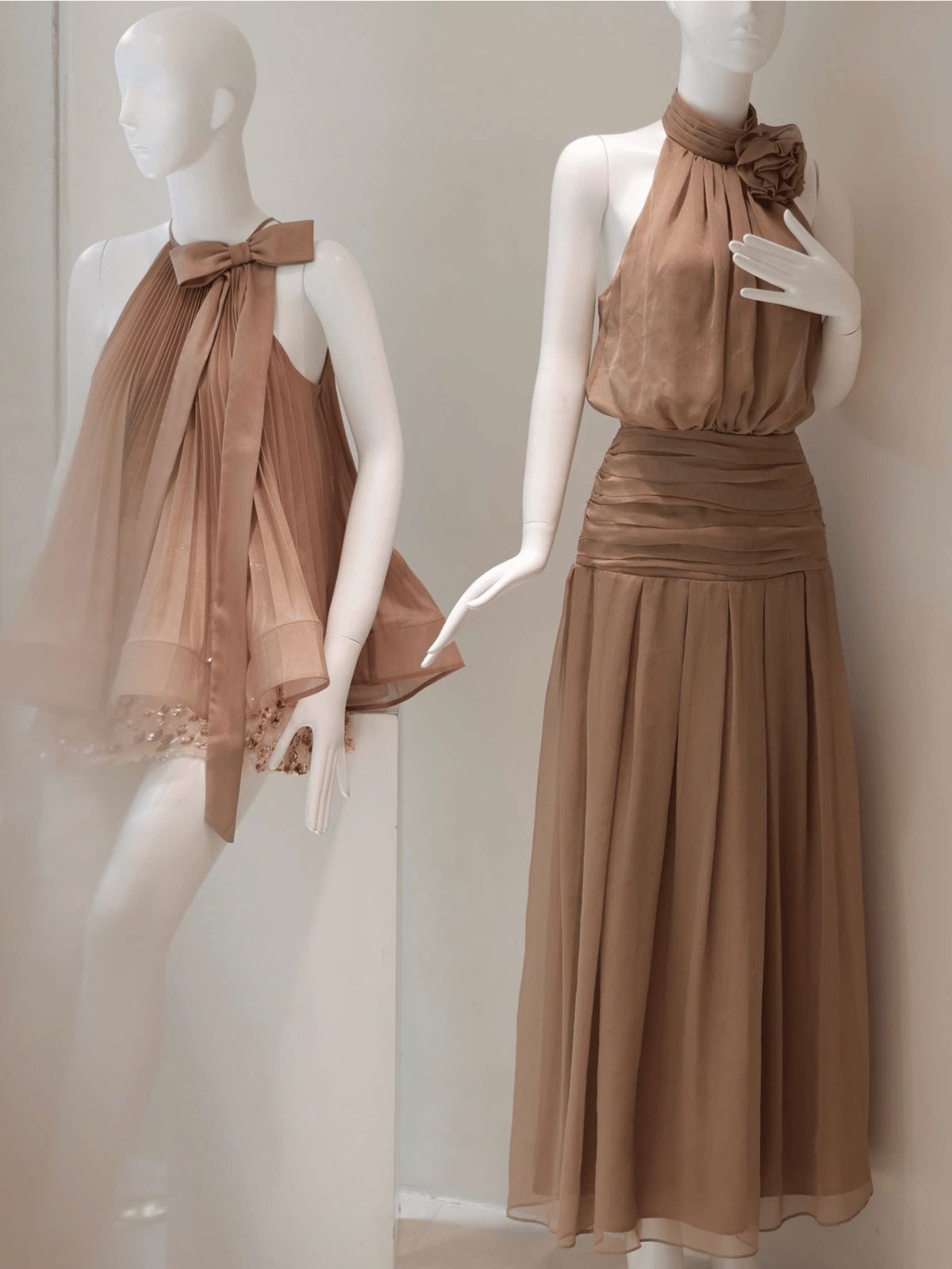 Tran Ali Floral Halter Neck Pleated Waist Maxi Dress