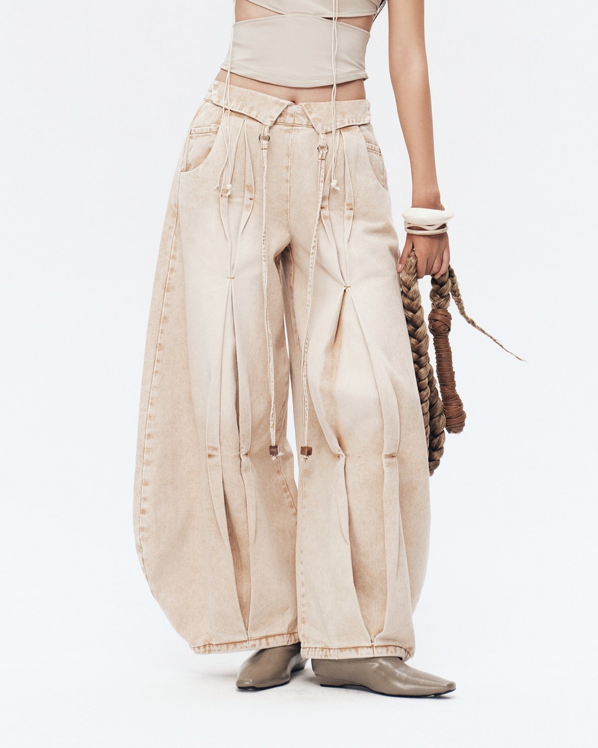 Bunnyhill SOLOMON PANTS VER Wide-Leg Jeans (Caramel Wash)