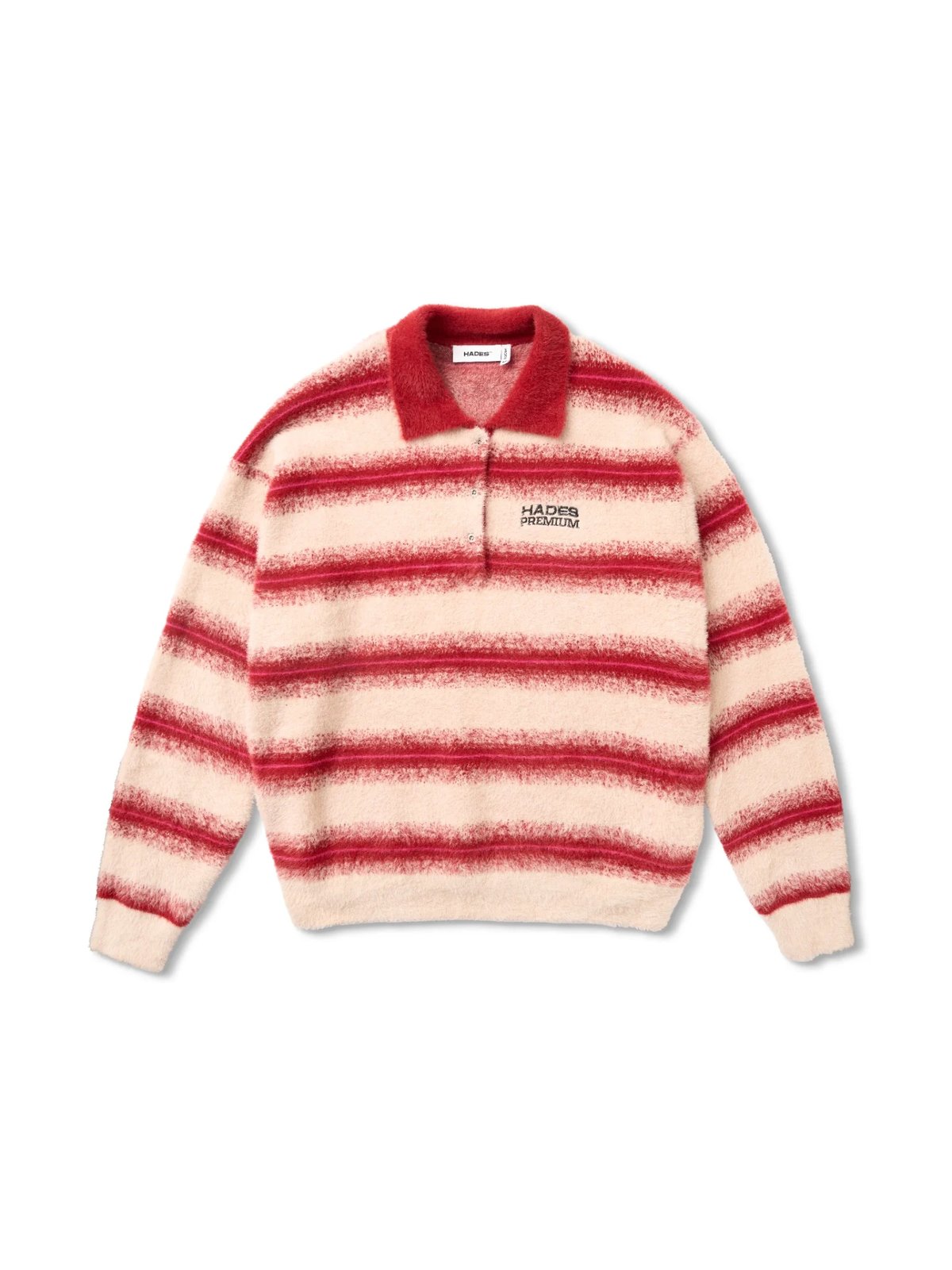 HADES Cozy Striped Polo 毛衣 - 紅色