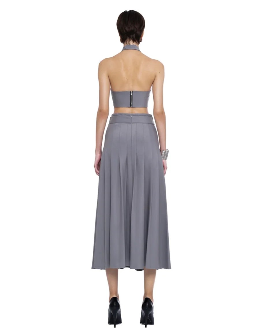 HUELLEYROSE Amber Lace-up Halter Crop Top