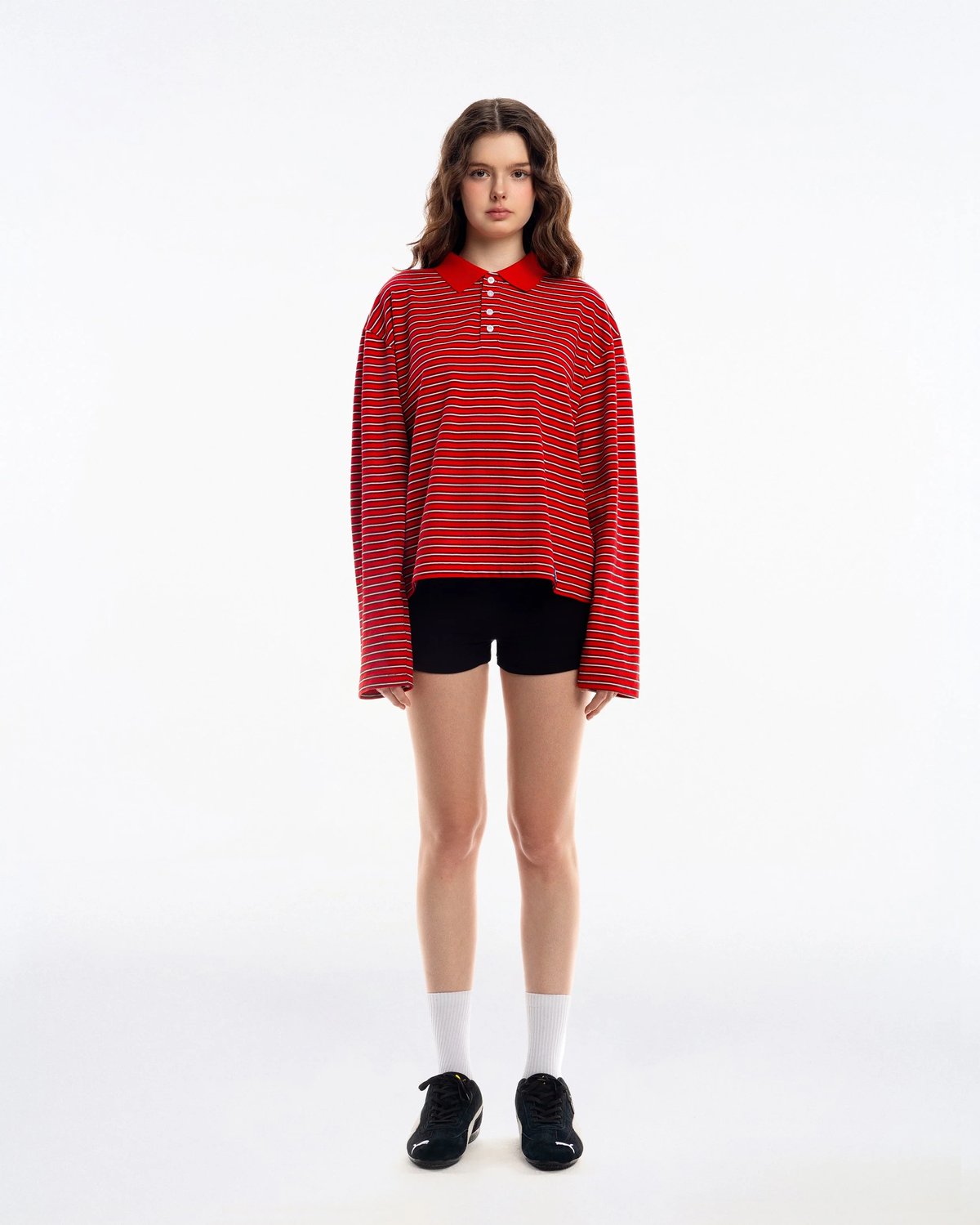 PUSH PUSH OLLY Striped Polo Tee 紅色條紋 Polo 上衣