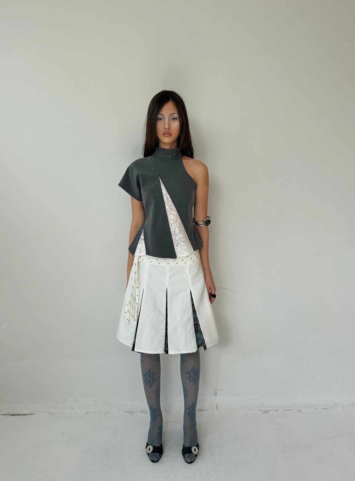 GALLERY 褶皺拼接半身裙