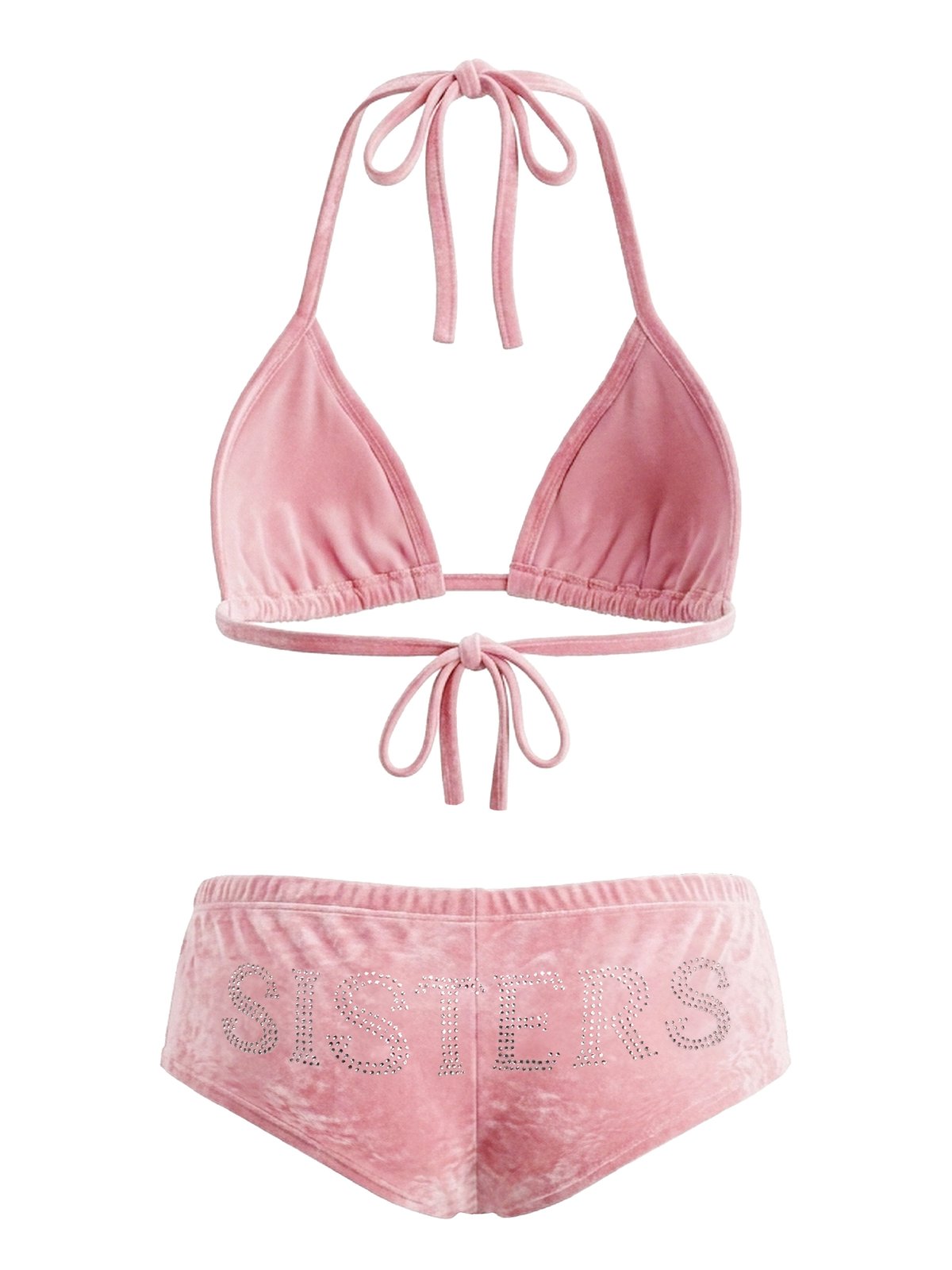 SISTERS Graziella Beaded Velvet 2-Piece Bikini - Pink