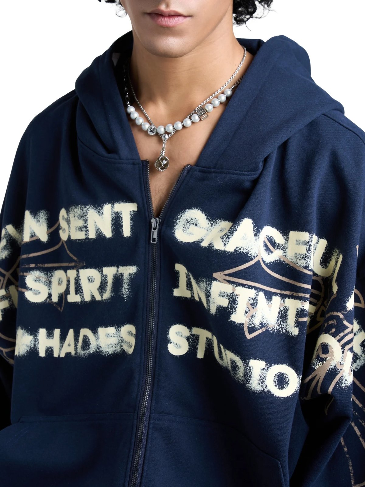 HADES HEAVENS CALL Zip-up Hoodie - Blue Navy